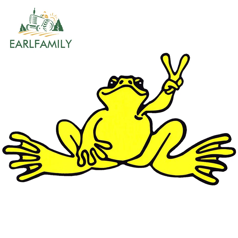 

EARLFAMILY 13cm x 7.4cm Auto Yellow Car Stickers for Peace Logo Frog Graphics Funny Decals Waterproof DIY Vinyl Car Wrap Decor