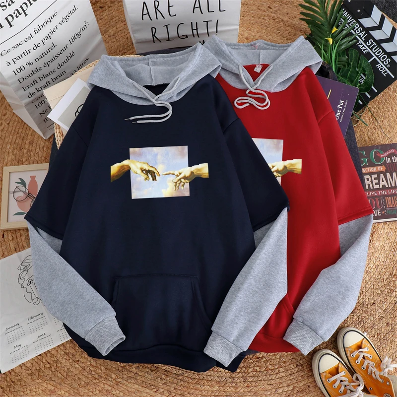 Fall Winter Men Contrast Color Splice Hoodie Hand Of God Graphics Print Pullover Harajuku Fashion Fleece Couples Sweatshirt Tops
Fall Winter Men Contrast Color Splice Hoodie Hand Of God Graphics Print Pullover Harajuku Fashion Fleece Couples Sweatshirt Tops