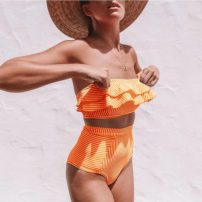 Sexy Retro Blue White Striped Bandeau High Waist Bikini 2020 Lady Swimwear Women Swimsuit Female Ruffle Ruched Swim Bathing Suit
Sexy Retro Blue White Striped Bandeau High Waist Bikini 2020 Lady Swimwear Women Swimsuit Female Ruffle Ruched Swim Bathing Suit