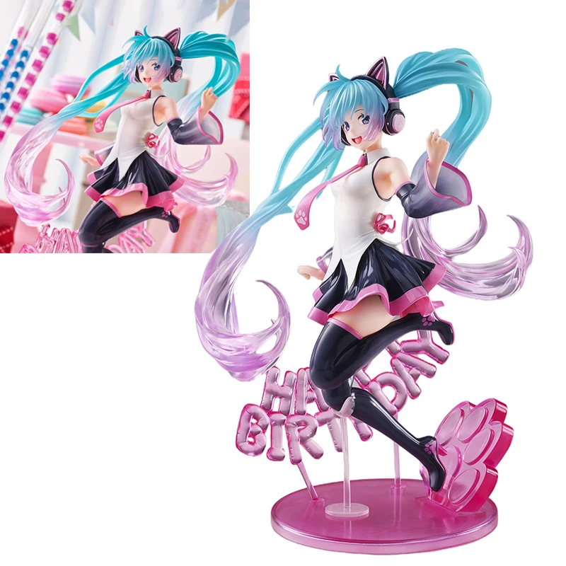 TAITO Аниме Фигурка Хатсуне Мику день рождения 2021 Vocaloid Happy Cat Ears Artist 23 см ПВХ