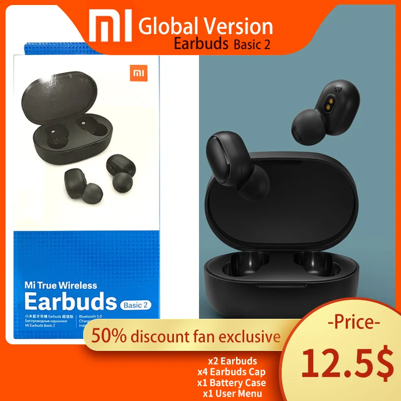 

Xiaomi Redmi AirDots 2 Global Version Earbuds2 In Ear Bluetooth 5.0 Wireless Bass Stereo Earphones With Mic Handsfree AI Control