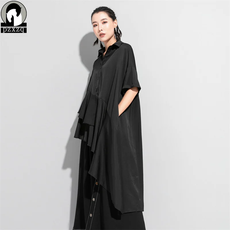 Summer Irregular Women's Blusas Ruffled Long Pull-up Plus Size Pullover Short-Sleeved Blouse
Summer Irregular Women's Blusas Ruffled Long Pull-up Plus Size Pullover Short-Sleeved Blouse