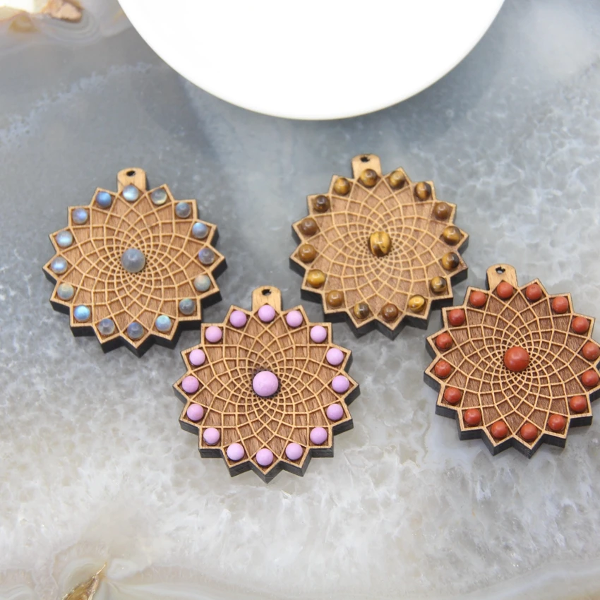 Delicate Handmade Wood Gear Shape Paved Natural Stone Labradorite Tiger Eye Pendants Necklace Charms DIY Healing Jewelry
Delicate Handmade Wood Gear Shape Paved Natural Stone Labradorite Tiger Eye Pendants Necklace Charms DIY Healing Jewelry