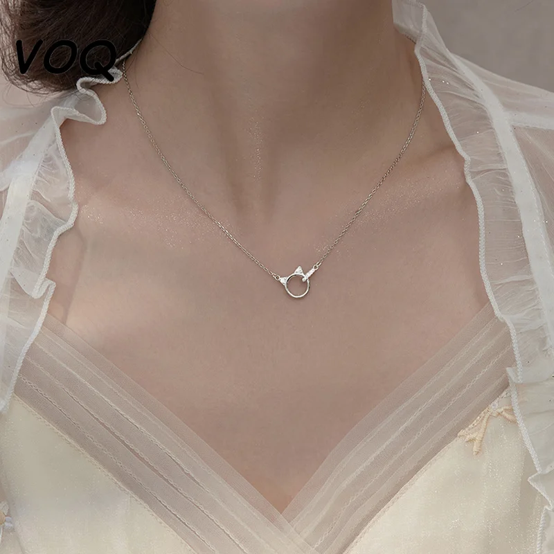 VOQ 925 Sterling Silver Simple Cute Cat Zircon Pendant Necklace Clavicle Chain Women's Jewelry Gift
VOQ 925 Sterling Silver Simple Cute Cat Zircon Pendant Necklace Clavicle Chain Women's Jewelry Gift