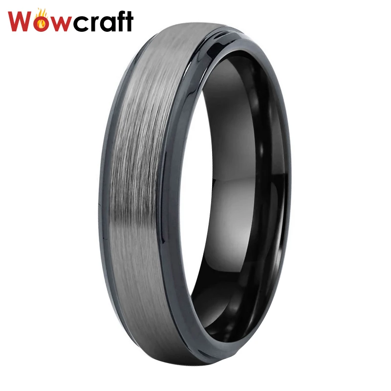6mm Mens Tungsten Wedding Ring Brushed Finish Top Black Plated with Stepped Beveled Edges Engagement Band Comfort Fit
6mm Mens Tungsten Wedding Ring Brushed Finish Top Black Plated with Stepped Beveled Edges Engagement Band Comfort Fit