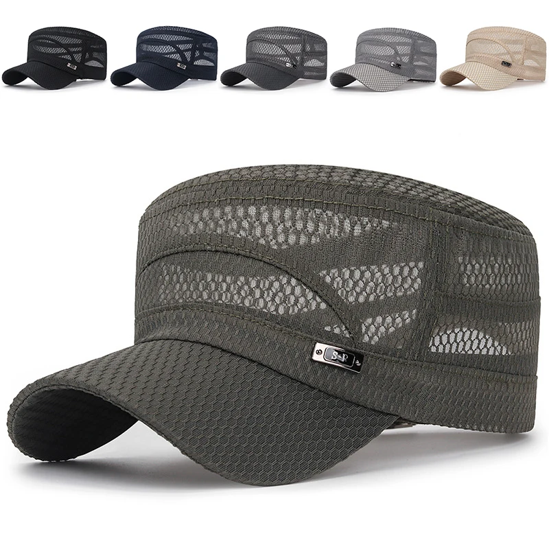 New Unisex Adjustable Flat Military Cap Summer Mesh Breathable Stylish Hat Fashion Sunscreen Head Cover Cap Head Accessories
New Unisex Adjustable Flat Military Cap Summer Mesh Breathable Stylish Hat Fashion Sunscreen Head Cover Cap Head Accessories