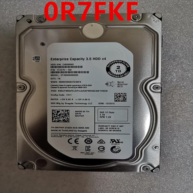 Original New HDD For Dell 2TB 3.5" SAS 12 Gb/s 128MB 7200RPM For Internal HDD For Server HDD For R7FKF 0R7FKF ST2000NM0005
Original New HDD For Dell 2TB 3.5" SAS 12 Gb/s 128MB 7200RPM For Internal HDD For Server HDD For R7FKF 0R7FKF ST2000NM0005