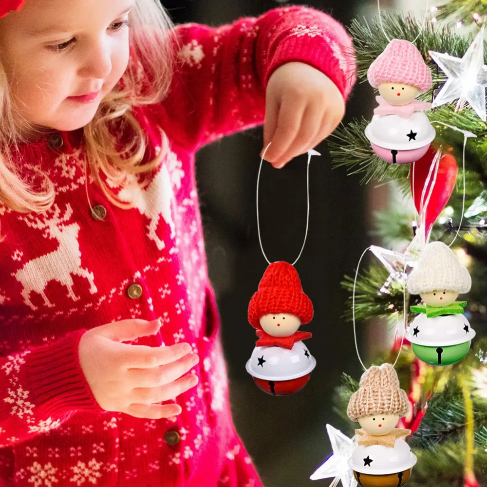 Christmas Knitted Hat Bells Cute Tree Pendant Xams Hanging Ornaments Doll Supplies New Arrival | Дом и сад