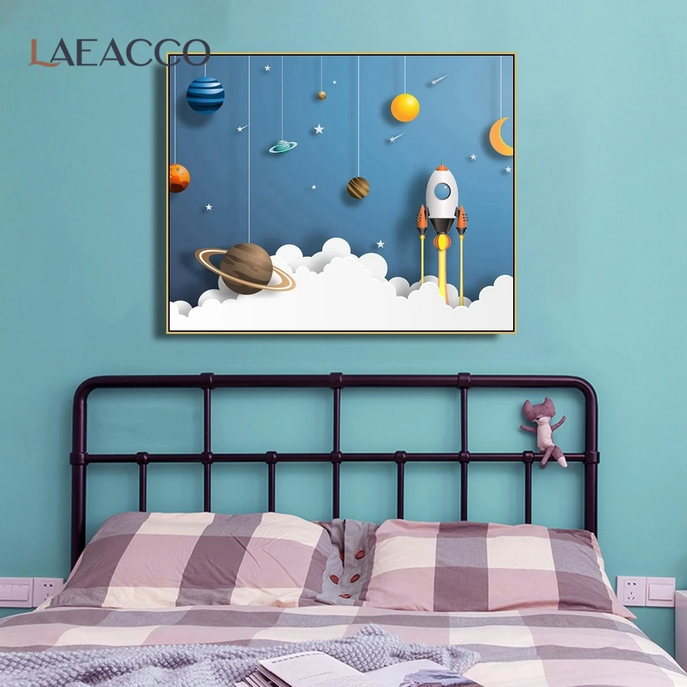 Laeacco Universe Space Moon Cartoon Kids Wall Picture Poster Print Rocket Baby Room Canvas Painting Children Wall Art Home Decor
Laeacco Universe Space Moon Cartoon Kids Wall Picture Poster Print Rocket Baby Room Canvas Painting Children Wall Art Home Decor