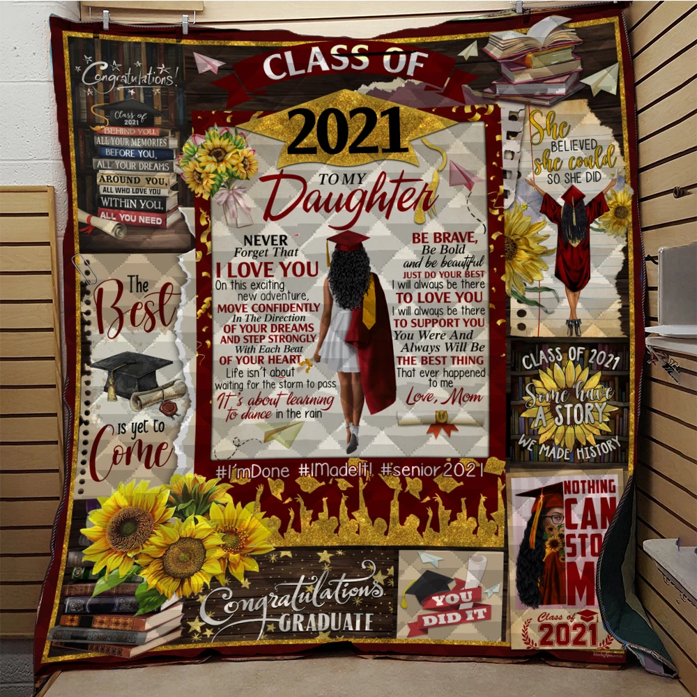Personalize 2021 To My Daughter Graduation Senior Theme Quilt Blanket Bedding Throw Soft Warm Blanket With Cotton Quilt
Personalize 2021 To My Daughter Graduation Senior Theme Quilt Blanket Bedding Throw Soft Warm Blanket With Cotton Quilt