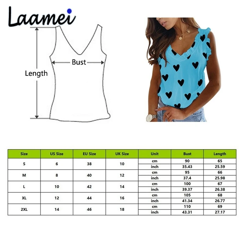 Laamei Women Elegant Ruffle Blouse Shirt 2021 Summer V Neck Blusa Lady Tank Top 2XL Casual Heart Print Sleeveless Tops Blusa
Laamei Women Elegant Ruffle Blouse Shirt 2021 Summer V Neck Blusa Lady Tank Top 2XL Casual Heart Print Sleeveless Tops Blusa