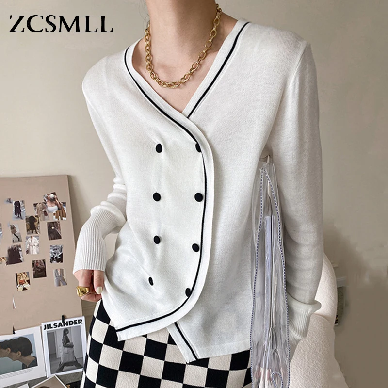ZCSMLL chic Contrast Color Closure Knitted Cardigan Women's Autumn 2021 New V-neck Double Breasted Long Sleeve Sweater Coat
ZCSMLL chic Contrast Color Closure Knitted Cardigan Women's Autumn 2021 New V-neck Double Breasted Long Sleeve Sweater Coat