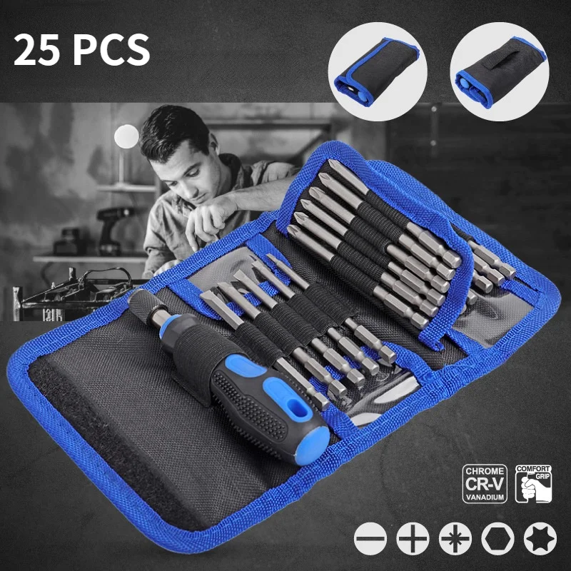 New 25 Pcs Screwdriver Bits Set for Household Car repairing Tool Set with 23Pcs 100mm CRV Bits Set Hand Tool Set
New 25 Pcs Screwdriver Bits Set for Household Car repairing Tool Set with 23Pcs 100mm CRV Bits Set Hand Tool Set