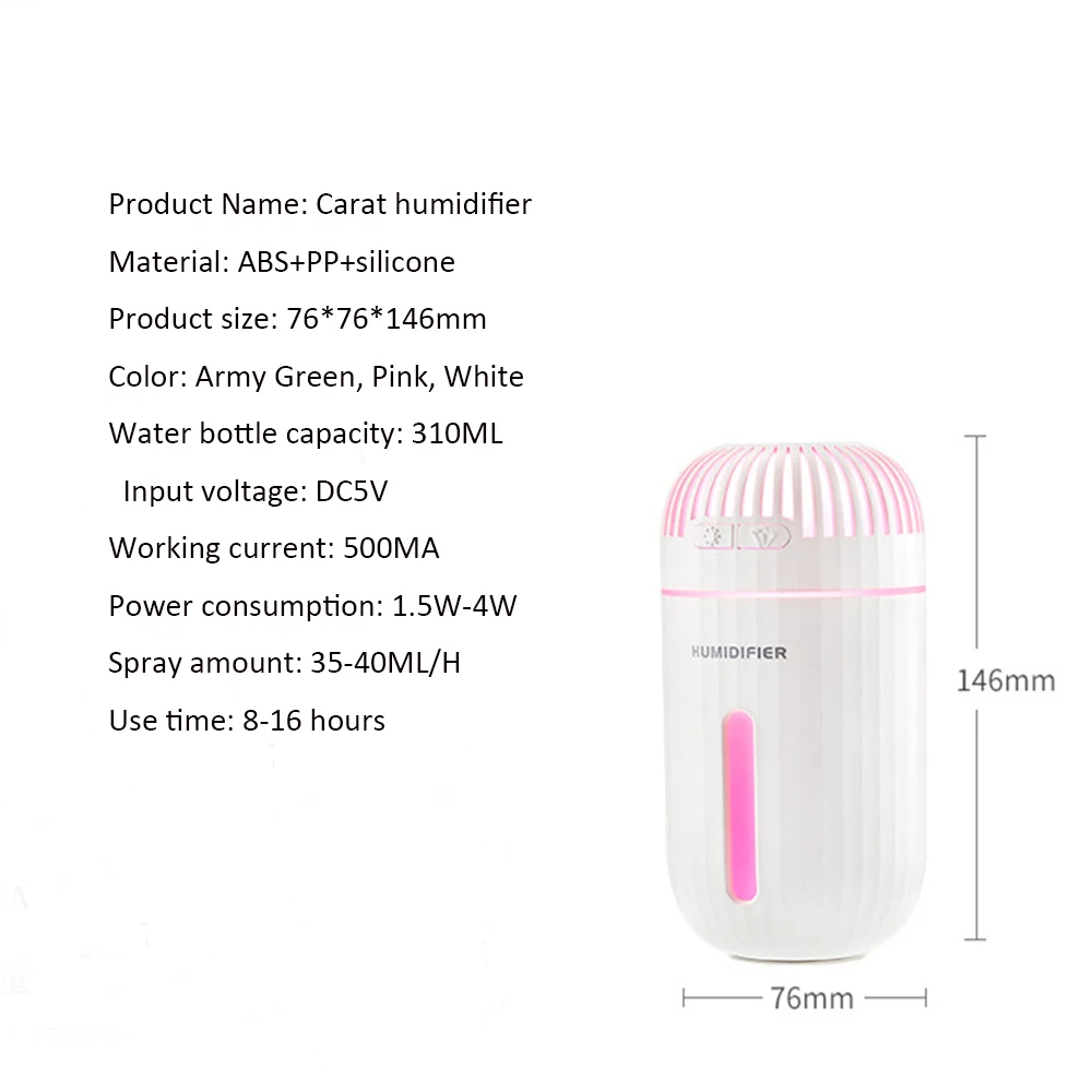 310ML USB Air Humidifier Electric Aromatherapy with 7 Color Oil Diffuser Changing Night Light Ultrasonic Essential For Car Home
310ML USB Air Humidifier Electric Aromatherapy with 7 Color Oil Diffuser Changing Night Light Ultrasonic Essential For Car Home