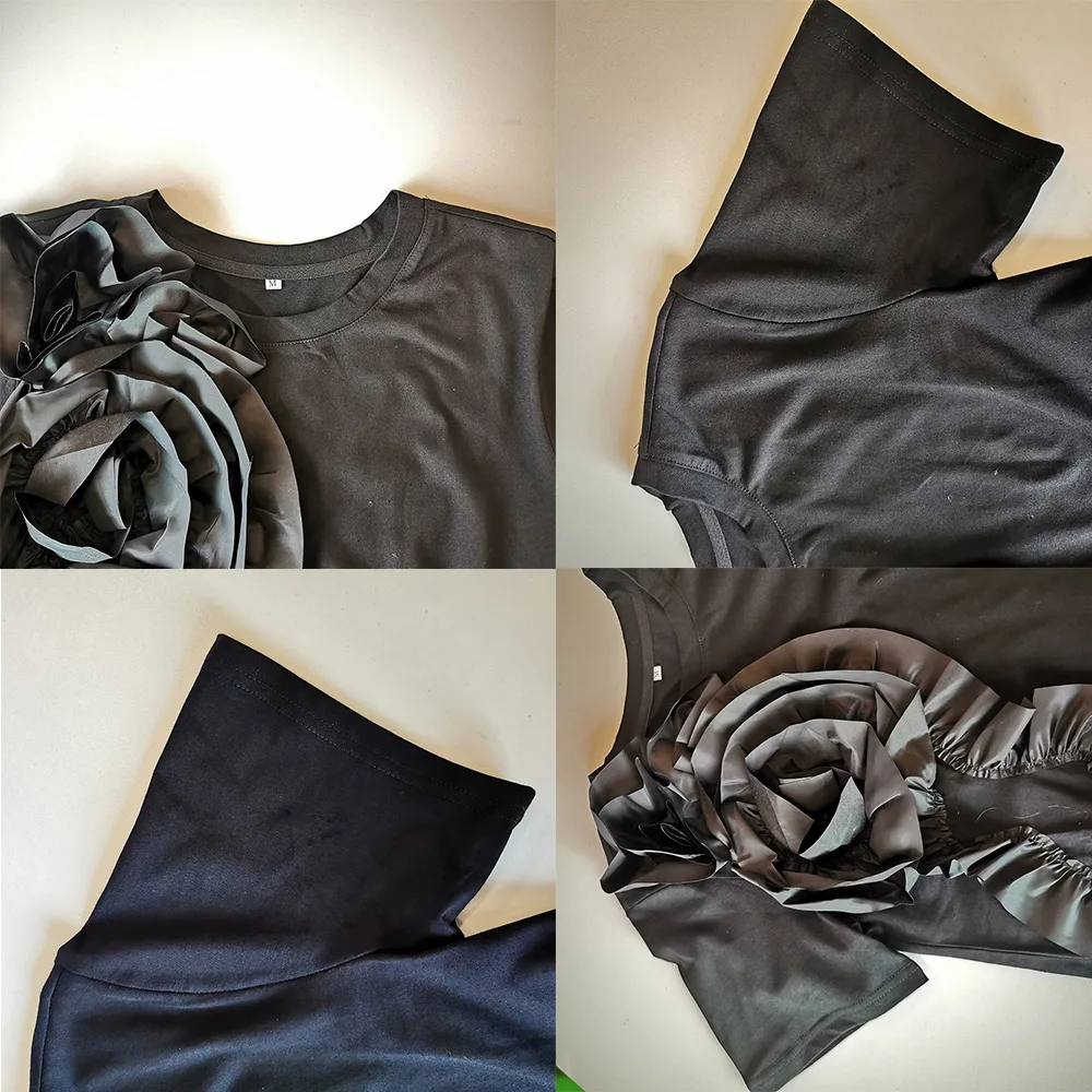 2021 Summer Three-dimensional Flower T-shirt Female Japanese Loose Black Tees Fashion Personality Stitching Fungus Women Tops
2021 Summer Three-dimensional Flower T-shirt Female Japanese Loose Black Tees Fashion Personality Stitching Fungus Women Tops
