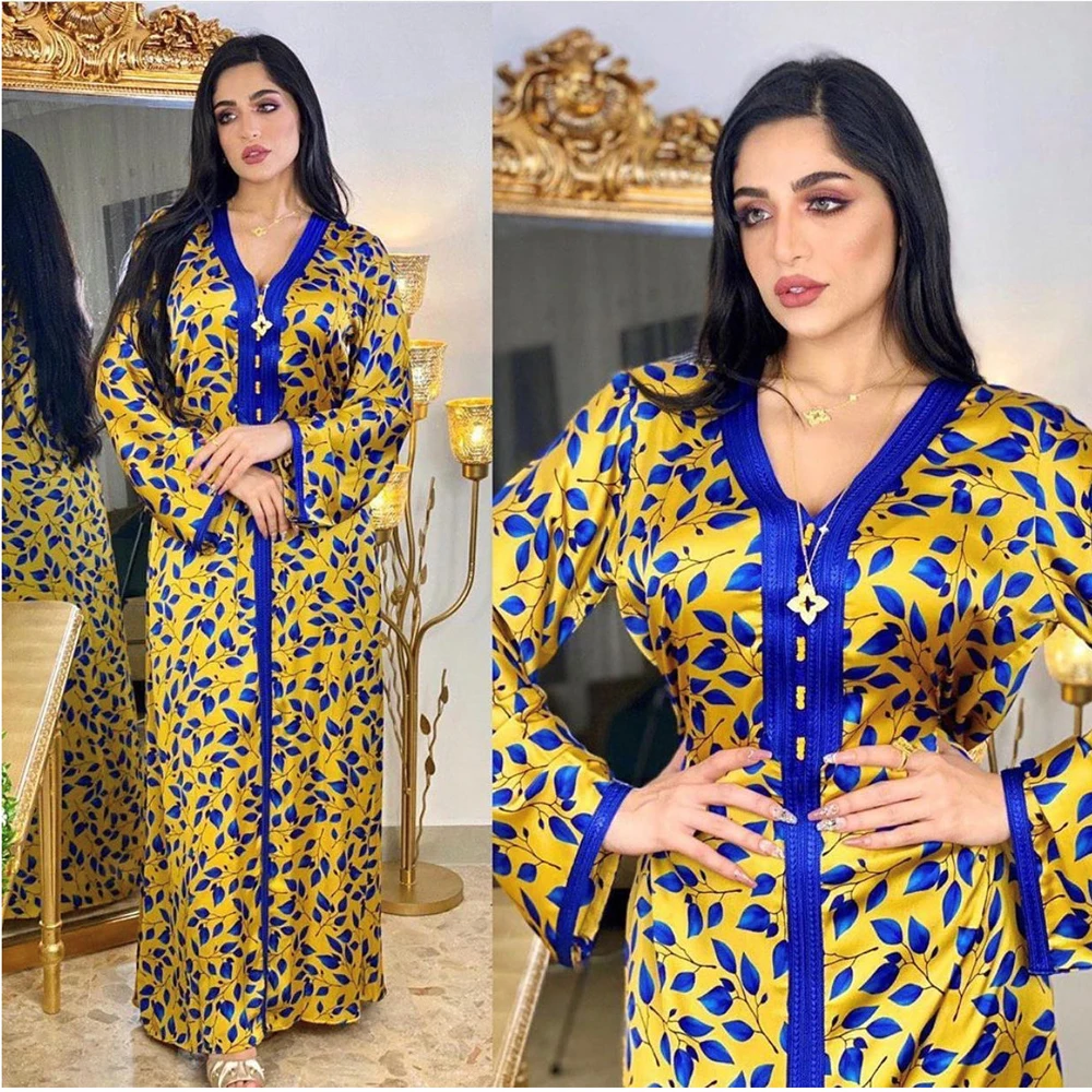 Moroccan Print Muslim Abaya V-neck Hijab Dress for Women Dubai Arabic Kaftan Robe Turkish Islamic Clothing Ramadan Eid Jalabiya
Moroccan Print Muslim Abaya V-neck Hijab Dress for Women Dubai Arabic Kaftan Robe Turkish Islamic Clothing Ramadan Eid Jalabiya