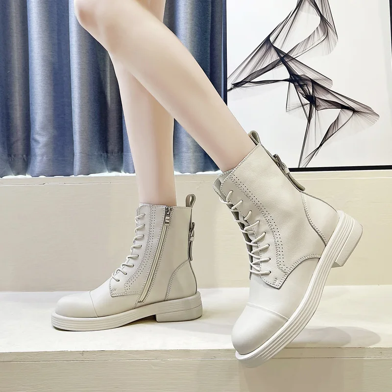 Fashion Ankle Boots Women Platform Boots Cow Leather Zipper Ladies Shoes Casual Short Motorcycle Boots Autumn
Fashion Ankle Boots Women Platform Boots Cow Leather Zipper Ladies Shoes Casual Short Motorcycle Boots Autumn