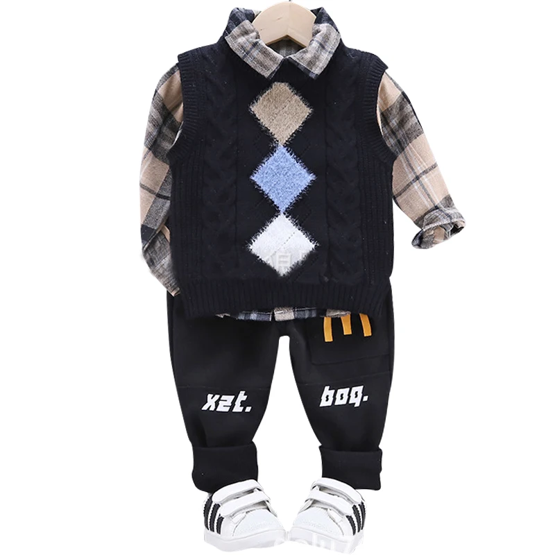 Children's Clothing 2020 Autumn Sweater Vest Plaid Shirt Trousers 3Pcs Boys Cotton Long-sleeved Suit Baby Boys Clothes 0-4 Years
Children's Clothing 2020 Autumn Sweater Vest Plaid Shirt Trousers 3Pcs Boys Cotton Long-sleeved Suit Baby Boys Clothes 0-4 Years