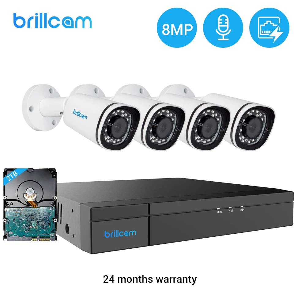 Brillcam H.265 8CH 8MP Security System Kit POE IP Camera Audio Record Outdoor IR Video Surveillance NVR Set 
Brillcam H.265 8CH 8MP Security System Kit POE IP Camera Audio Record Outdoor IR Video Surveillance NVR Set