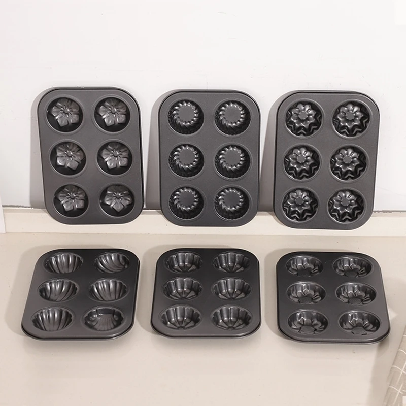 

DIY 6 Cavities Cupcake Baking Cake Mold Pastry Bakery Cookie Cake Tools Carbon Steel Design Bakeware Stencil Kitchen Accessories