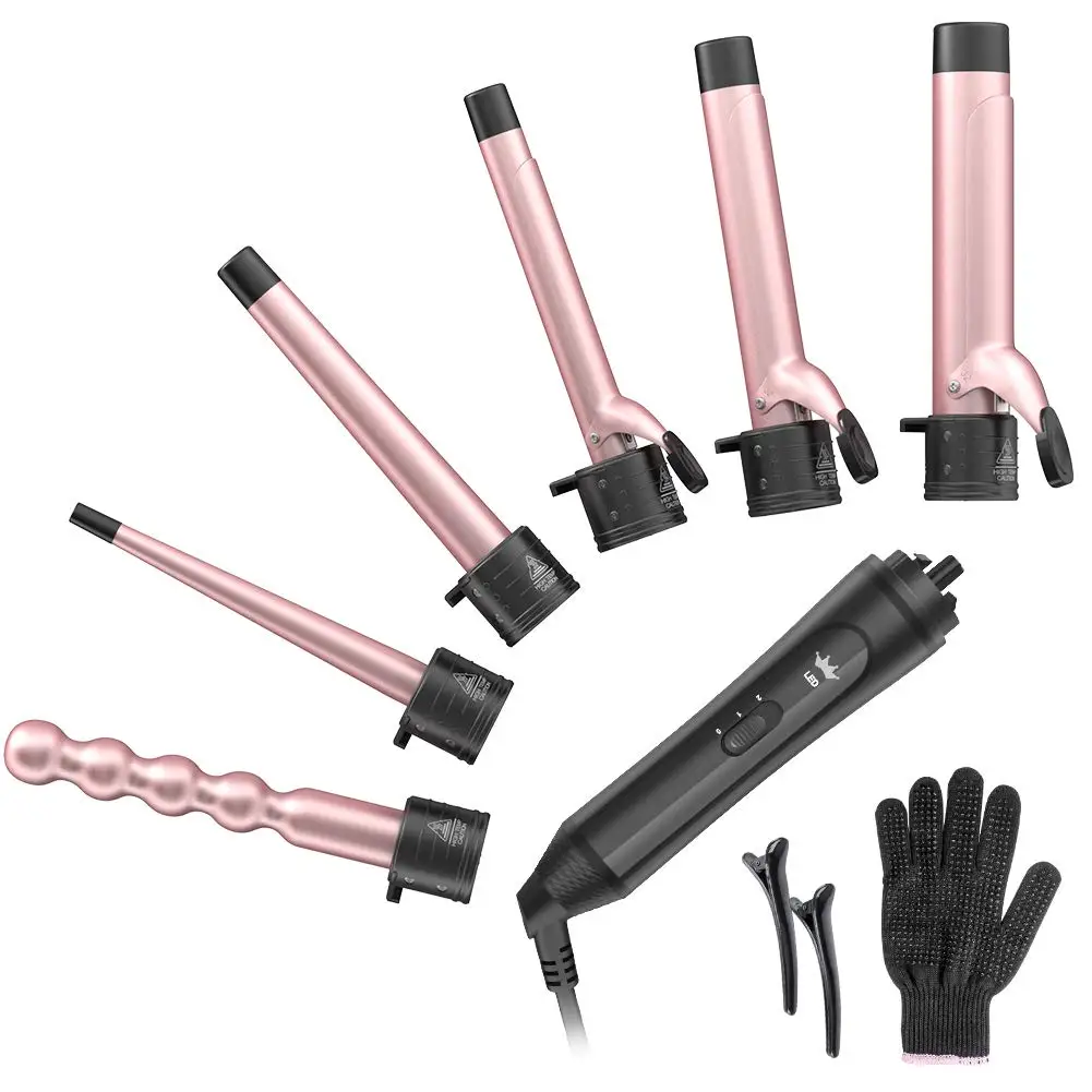 

Nuaer 6-in-1 Curling Iron Professional Curling Wand Set Instant Heat Up Hair Curler with 6 Interchangeable Ceramic Barrels