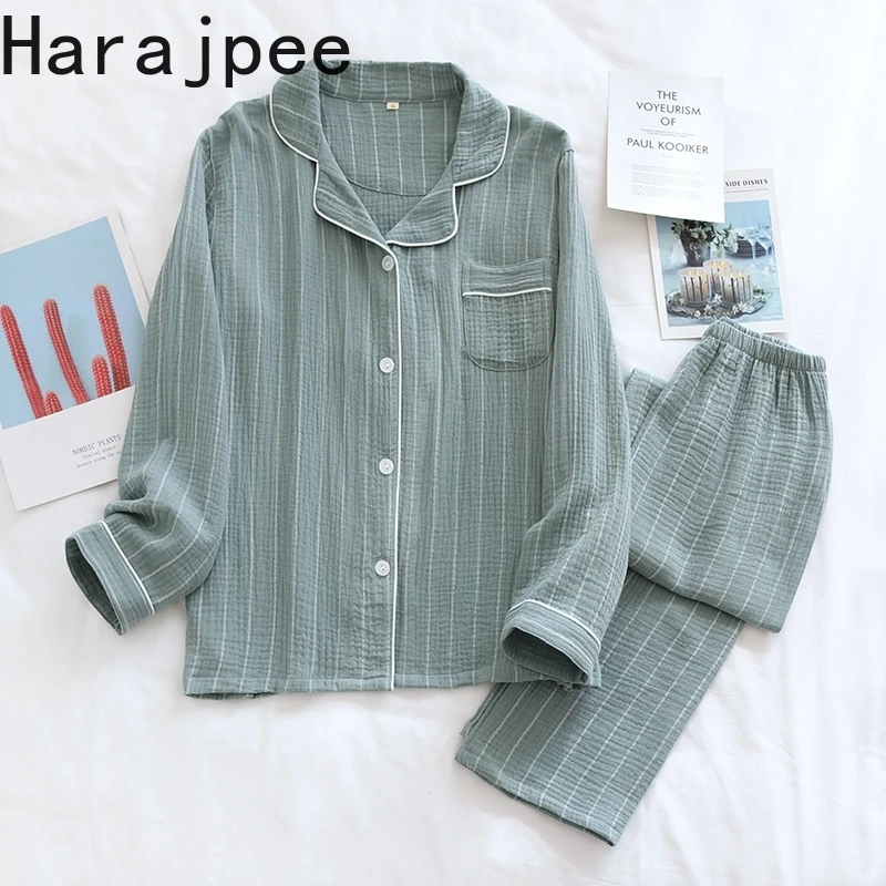 Пижама для влюбленных Harajpee на весну и осень, хлопковые двухслойные марлевые простые полосатые летние тонкие брюки с длинным рукавом, домашн...
Пижама для влюбленных Harajpee на весну и осень, хлопковые двухслойные марлевые простые полосатые летние тонкие брюки с длинным рукавом, домашн...