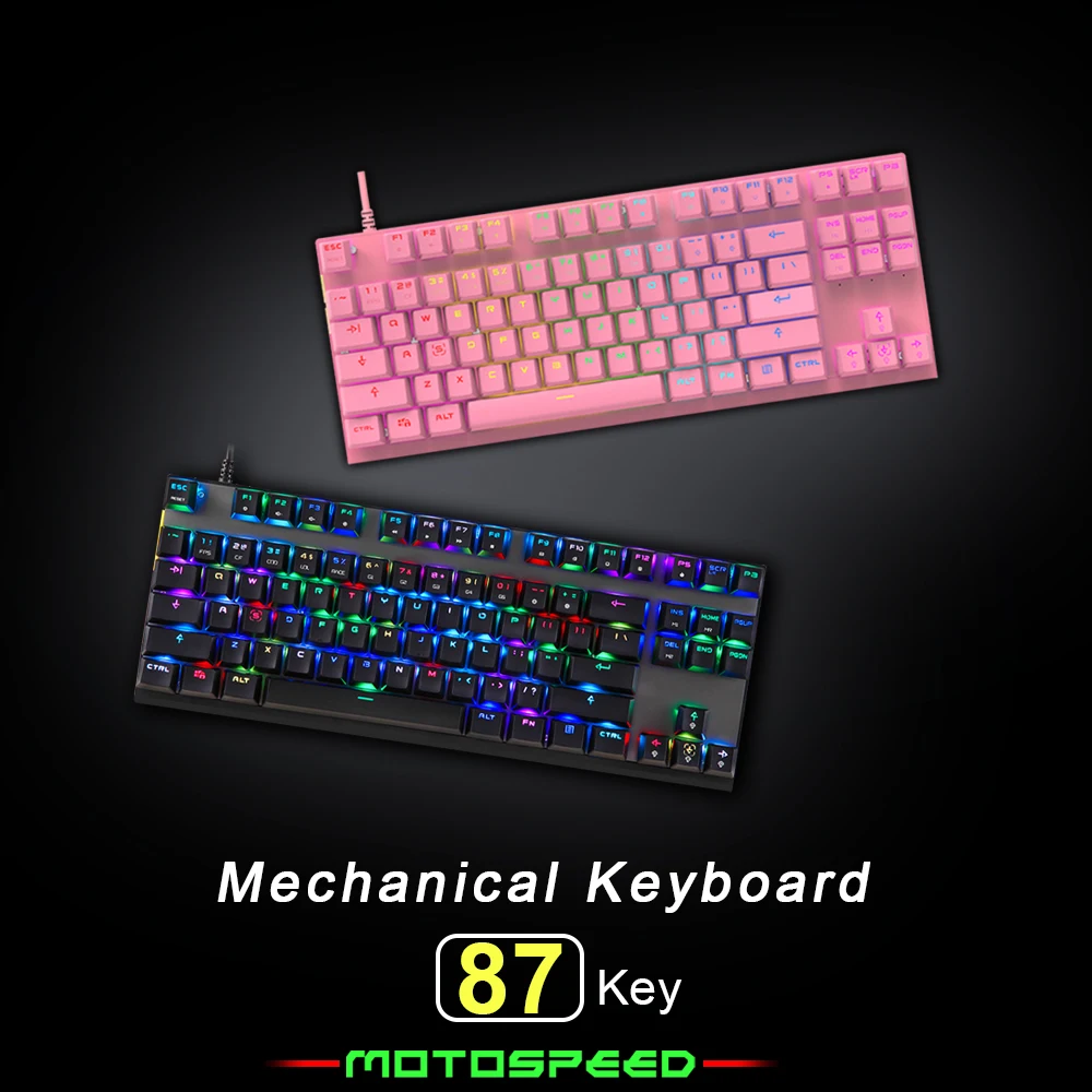 

Игровая механическая клавиатура Motospeed, оригинальная игровая клавиатура с синими и красными переключателями и RGB подсветкой, 87 клавиш, для ко...