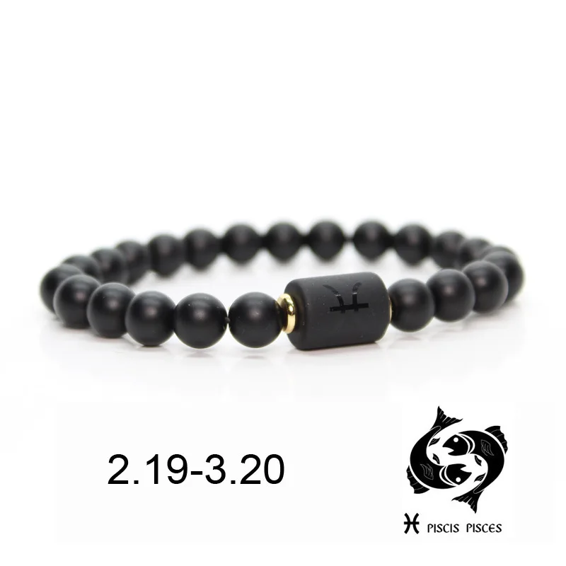 

Black Stone Beads 12 Constellation Couple Bracelet Men Bracelets for Women Pulseras Moda Masculina Hombre Man Mens Jewellery