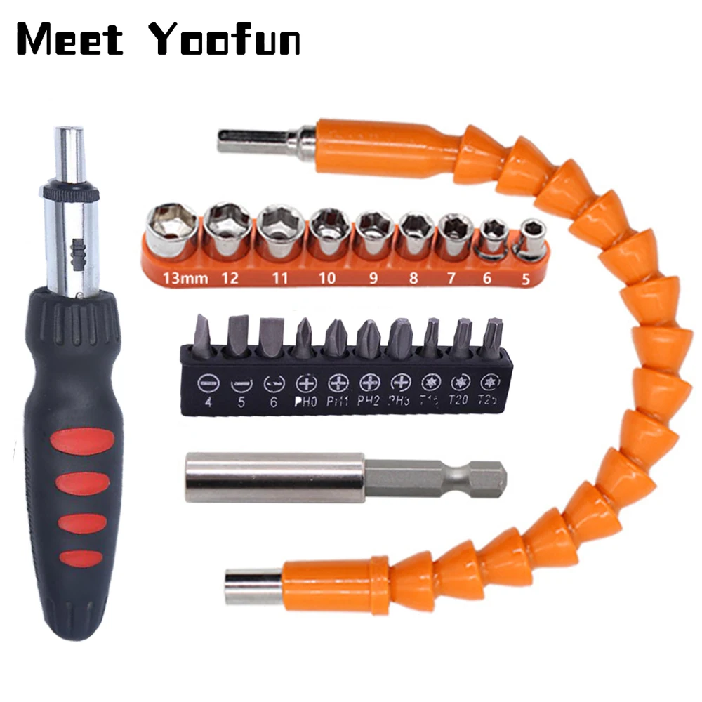 Electric Drill Screwdriver Bit Set Multifunction Universal Snake Flexible Hose Cardan Shaft Connection Soft Extension Rod Wrench
Electric Drill Screwdriver Bit Set Multifunction Universal Snake Flexible Hose Cardan Shaft Connection Soft Extension Rod Wrench