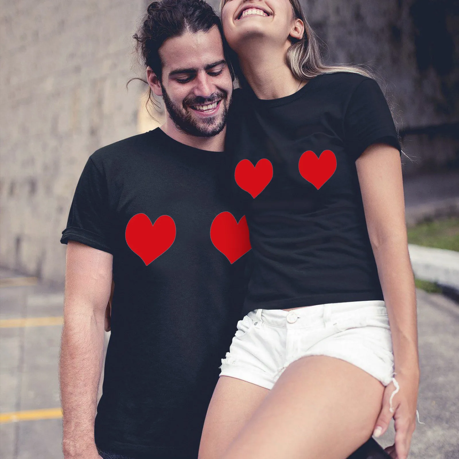 Couple T-shirt Couple Heart Print Clothes Couple T-shirt Casual Cotton Short Sleeve Tees Loose Couple Top For Valentine's Day#F
Couple T-shirt Couple Heart Print Clothes Couple T-shirt Casual Cotton Short Sleeve Tees Loose Couple Top For Valentine's Day#F