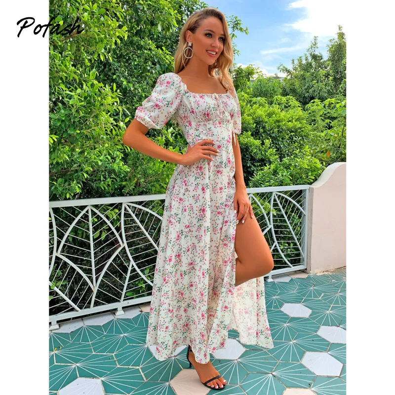 Pofash Yellow Floral Print Summer Dress Women Puff Sleeves Square Neck Casual Midi Dress Side Split Holiday Dress 2021 Vestidos
Pofash Yellow Floral Print Summer Dress Women Puff Sleeves Square Neck Casual Midi Dress Side Split Holiday Dress 2021 Vestidos