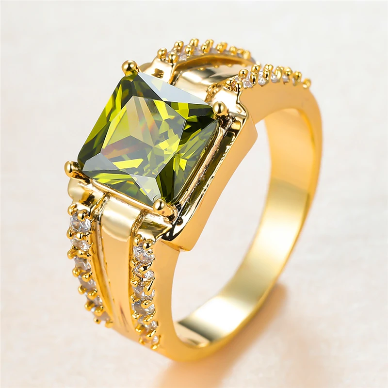 Male Female Olive Green Crystal Stone Ring Charm Gold Color Wedding Rings For Women Men Luxury Square Zircon Engagement Ring 
Male Female Olive Green Crystal Stone Ring Charm Gold Color Wedding Rings For Women Men Luxury Square Zircon Engagement Ring