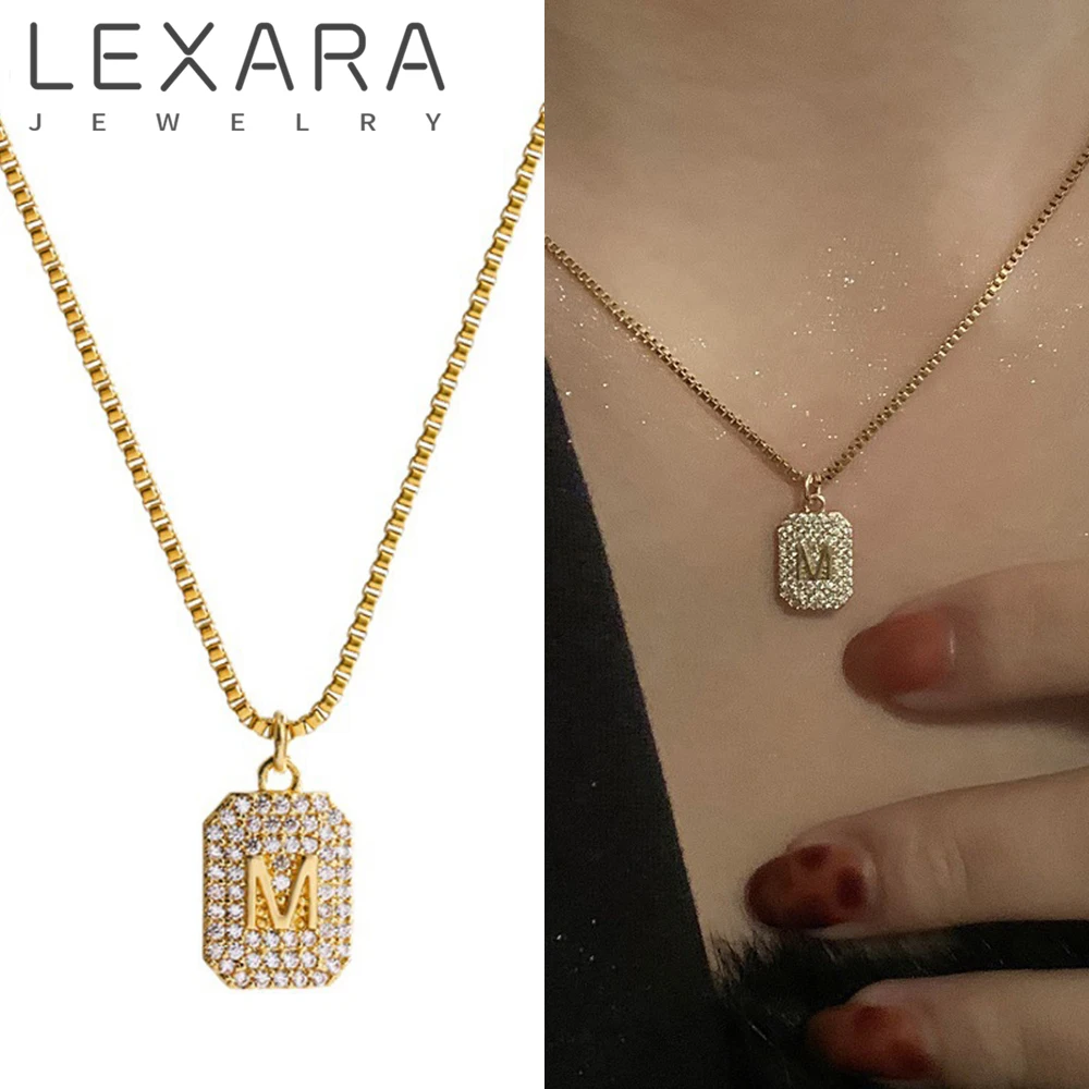LEXARA Luxury Micro Inlaid Zircon Letter Square Pendant Necklace Exquisite Clavicle Chain Korean Trendy Women Choker Hot Jewelry
LEXARA Luxury Micro Inlaid Zircon Letter Square Pendant Necklace Exquisite Clavicle Chain Korean Trendy Women Choker Hot Jewelry
