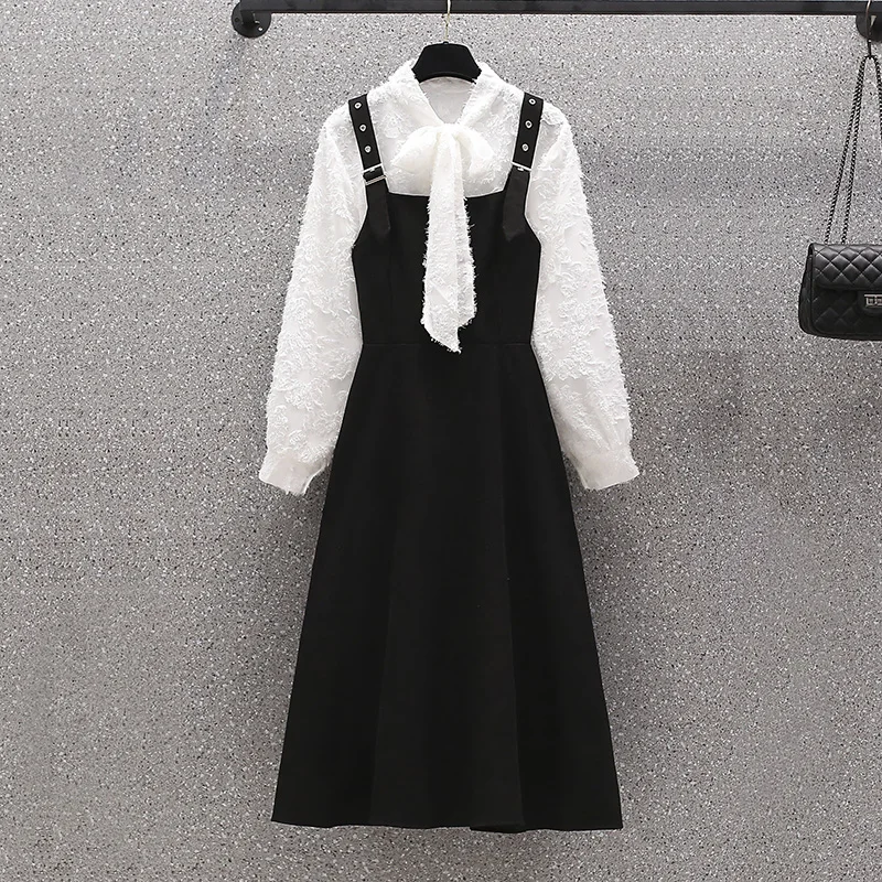 4XL Plus Size Office Ladies Elegant Autumn Two Pieces Set For Women Bow Collar Long Sleeve Blouse And Straps Vest Dresses Suits
4XL Plus Size Office Ladies Elegant Autumn Two Pieces Set For Women Bow Collar Long Sleeve Blouse And Straps Vest Dresses Suits