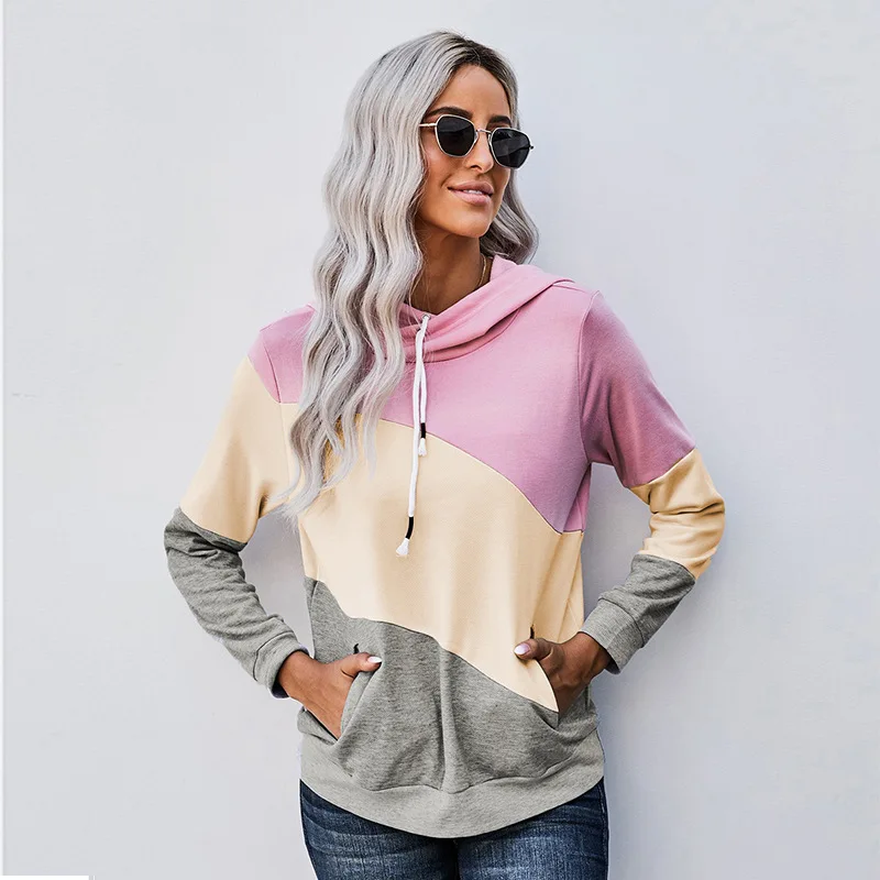 2021 New Autumn Winter Sweatshirts Long Sleeve Color Block Splicing Hooded Slim Fit Leisure Sports Women'S Hoods
2021 New Autumn Winter Sweatshirts Long Sleeve Color Block Splicing Hooded Slim Fit Leisure Sports Women'S Hoods