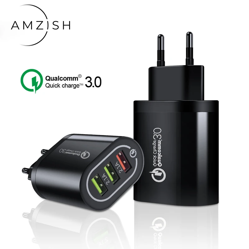 amzish QC 3.0 Universal USB Charger Fast Charging For iPhone X XS Max XR 8 Plus Quick Charge Samsung Huawei Xiaomi | Мобильные