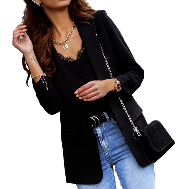 Women Formal Style Blazers Full Length Regular Sleeve Lapel Notched Collar Solid Color Pockets Decorated Cotton Blend Blazers
Women Formal Style Blazers Full Length Regular Sleeve Lapel Notched Collar Solid Color Pockets Decorated Cotton Blend Blazers