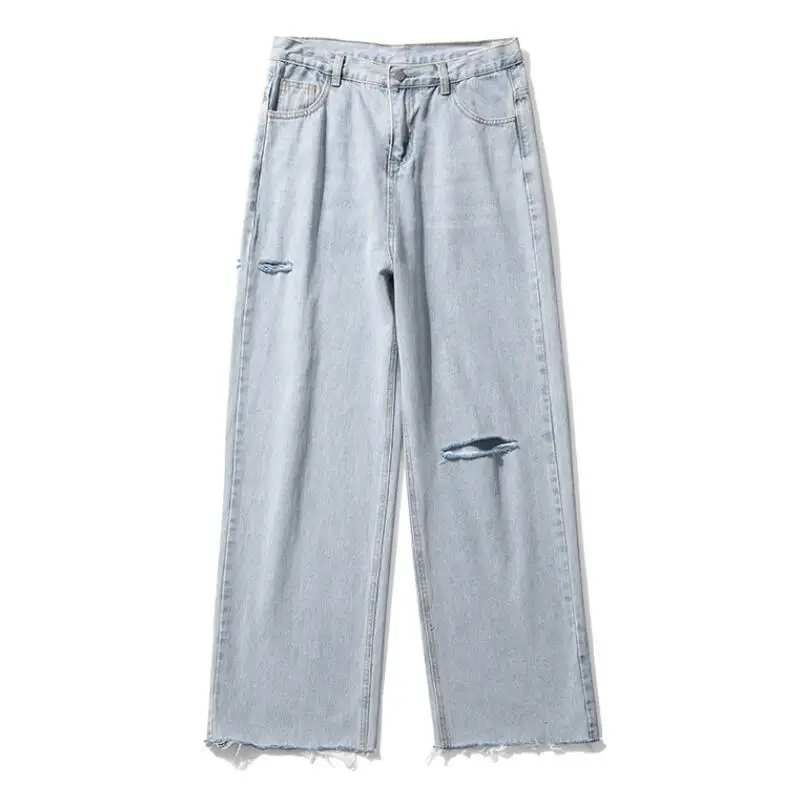 Summer Wide-leg Jeans Men's Fashion Light Blue Casual Ripped Streetwear Loose Hip-hop Hole Straight Denim Trousers
Summer Wide-leg Jeans Men's Fashion Light Blue Casual Ripped Streetwear Loose Hip-hop Hole Straight Denim Trousers