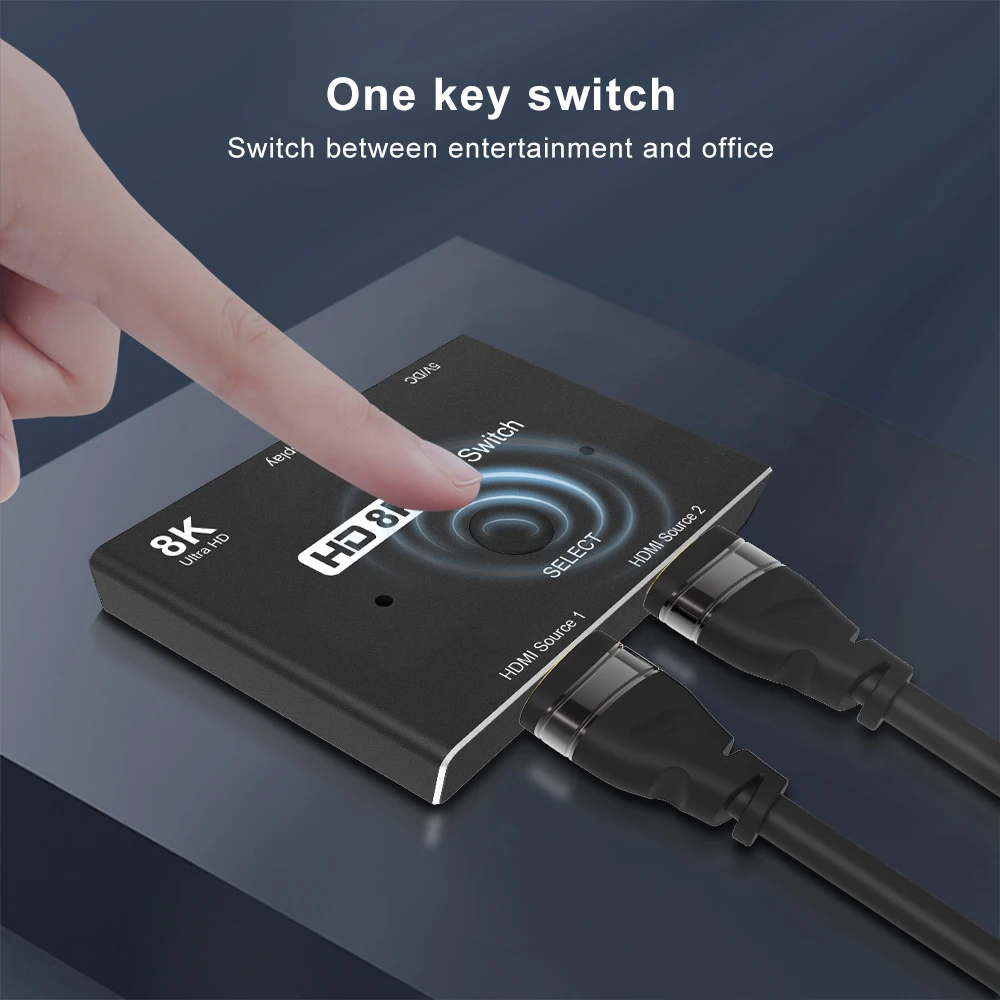 8K Bi-Direction HDMI 2.1 Splitter Switch 2 in1 Out / 1 in 2 out 4K@120Hz Ultra HDR for Computer laptop Adapters Hub Switcher
8K Bi-Direction HDMI 2.1 Splitter Switch 2 in1 Out / 1 in 2 out 4K@120Hz Ultra HDR for Computer laptop Adapters Hub Switcher