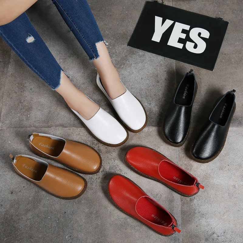 Fashion Women shoes slip on Flats High Quality Genuine Leather Working Round Toe white Casual Shoes Woman footwear
Fashion Women shoes slip on Flats High Quality Genuine Leather Working Round Toe white Casual Shoes Woman footwear