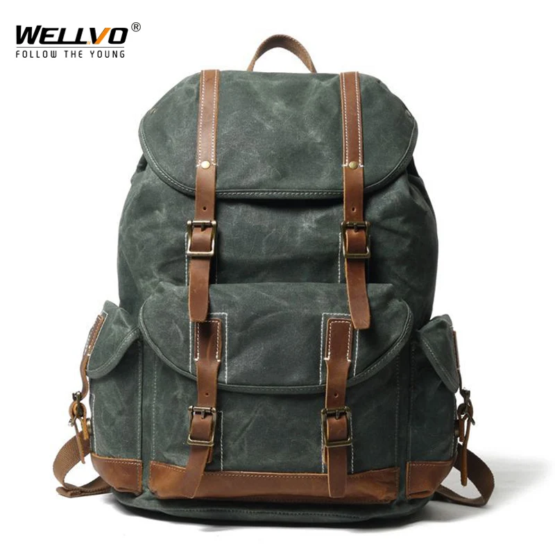 Oil Waxed Canvas Backpack Men Large Capacity Teenager Traveling Waterproof Daypacks Retro Laptops Rucksack School Bags XA115C 
Oil Waxed Canvas Backpack Men Large Capacity Teenager Traveling Waterproof Daypacks Retro Laptops Rucksack School Bags XA115C