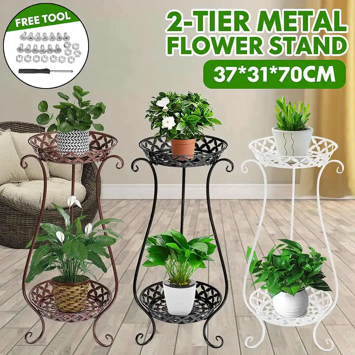 2 Tiers Tier Household Wrought Iron Craft Multi-layer Plant Stand With Four Sides of Fence Rack Balcony Indoor Garden Flower Pot
2 Tiers Tier Household Wrought Iron Craft Multi-layer Plant Stand With Four Sides of Fence Rack Balcony Indoor Garden Flower Pot