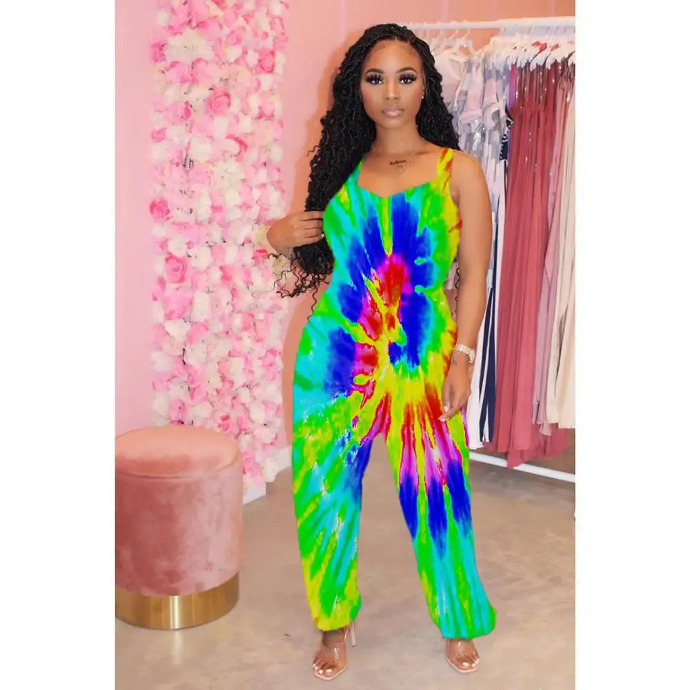 2020 European summer new casual tie dye printed Jumpsuit fashion loose U-neck sleeveless women's suspender vest pants
2020 European summer new casual tie dye printed Jumpsuit fashion loose U-neck sleeveless women's suspender vest pants