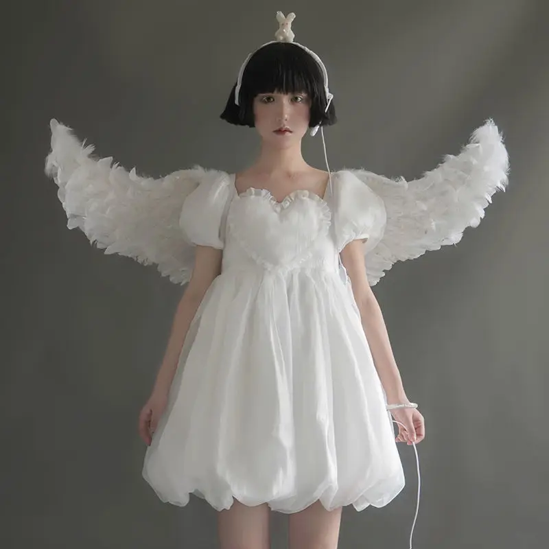 Super Fairy White Princess Dress Spring /Summer Lolita Love Lace Puff Sleeve Dress Women 
Super Fairy White Princess Dress Spring /Summer Lolita Love Lace Puff Sleeve Dress Women