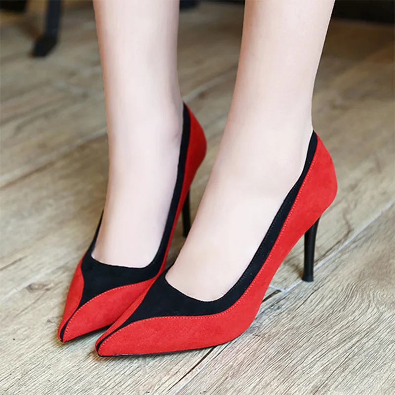Spring Autumn High Heeled Woman Shoes Patchwork Pumps Faux Suede Boat Shoes Pointed Toe Slip on Dress Shoes Zapatos Mujer
Spring Autumn High Heeled Woman Shoes Patchwork Pumps Faux Suede Boat Shoes Pointed Toe Slip on Dress Shoes Zapatos Mujer