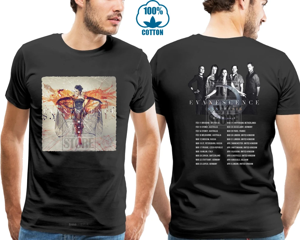 Новый Evanescence Band Synthesis Tour 2018 Мужская черная футболка Размер S до 4Xl 017093|Мужские