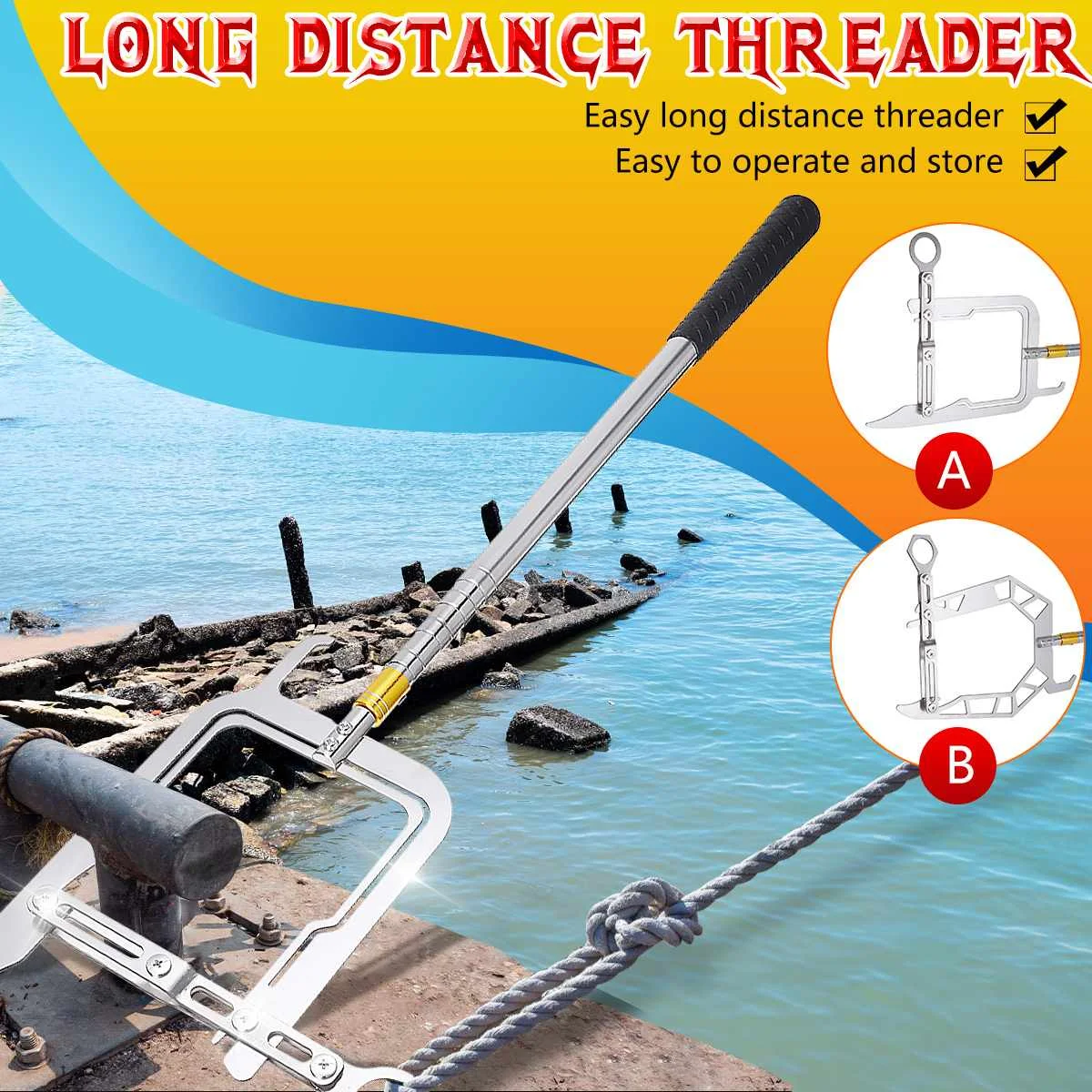 Multi-Purpose Dock Hook Easy Long-distance Threader Einfacher Fernbediener U Type Threader Boat Hook Threader Fishing Pole Reel
Multi-Purpose Dock Hook Easy Long-distance Threader Einfacher Fernbediener U Type Threader Boat Hook Threader Fishing Pole Reel