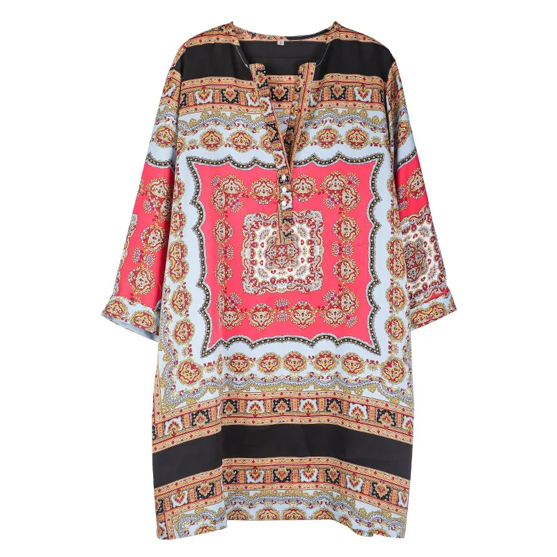 Beach Style Vintage Print Dress Spring 2021 Women's Buttons Collar 3/4 Sleeve Loose Dress Summer Casual Straight Dress Vestidos
Beach Style Vintage Print Dress Spring 2021 Women's Buttons Collar 3/4 Sleeve Loose Dress Summer Casual Straight Dress Vestidos