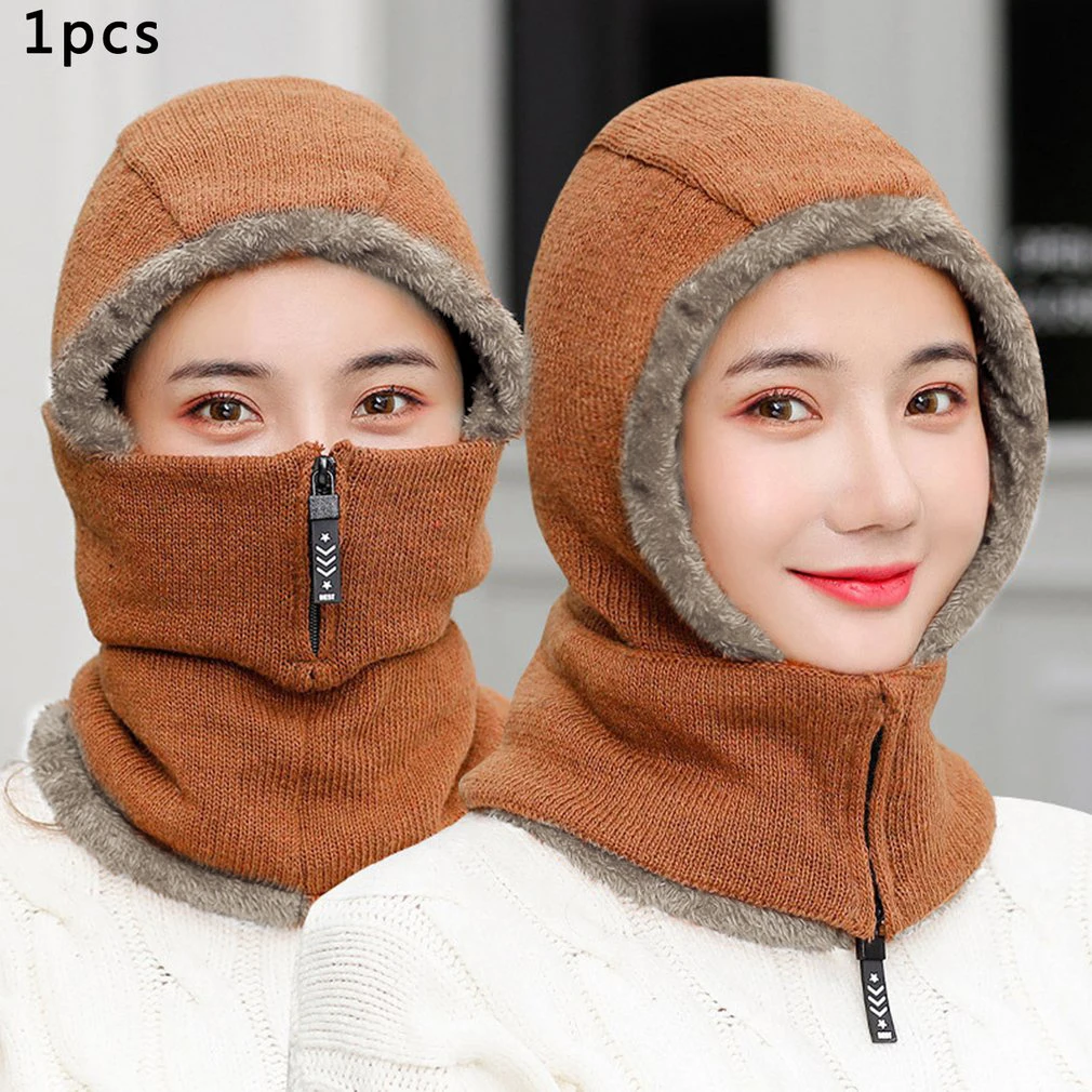 Women Winter Knitted Hat Add Fur Lined Warm Winter Hat With Zipper Riding Skiing Face Cover Head Collar Warm Face
Women Winter Knitted Hat Add Fur Lined Warm Winter Hat With Zipper Riding Skiing Face Cover Head Collar Warm Face