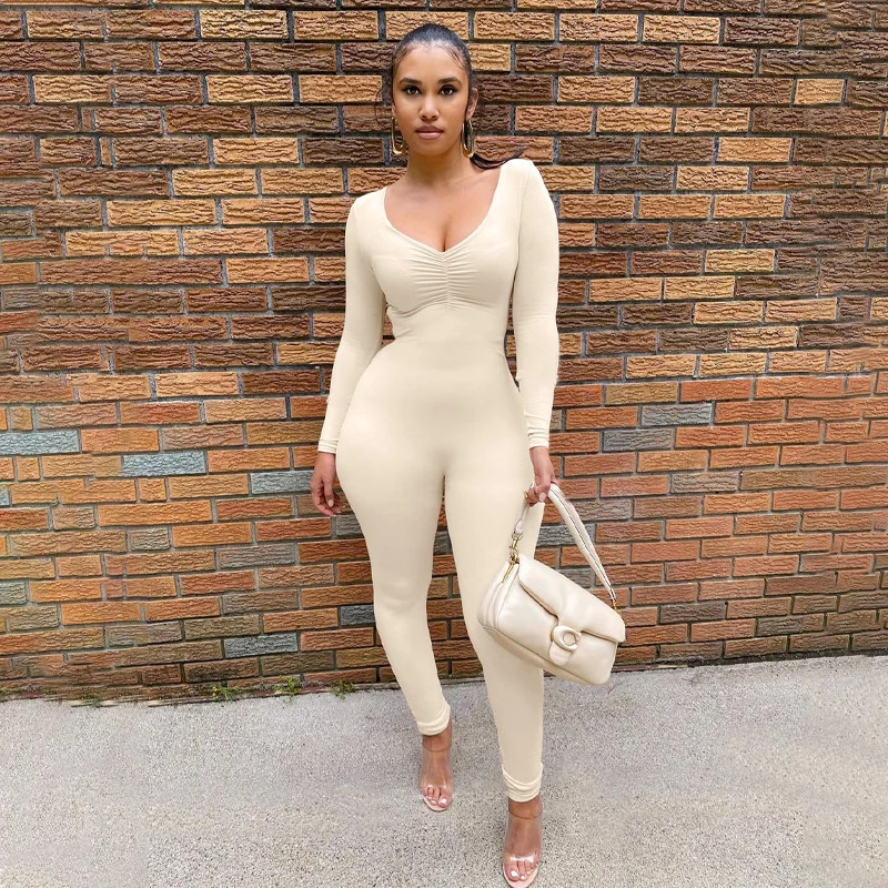 Solid Long Sleeve V Neck Bodycon Draped Sexy Jumpsuit Summer Autumn Women Fashion Streetwear Party Club Outfits 2021
Solid Long Sleeve V Neck Bodycon Draped Sexy Jumpsuit Summer Autumn Women Fashion Streetwear Party Club Outfits 2021